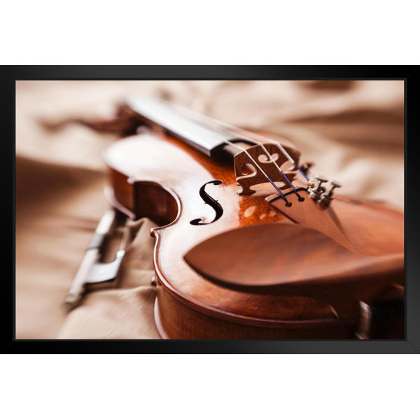 Latitude Run Close Up Of Beautiful Violin Photo Art Print Black
